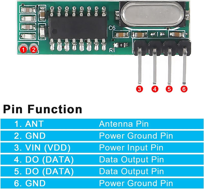 XIITIA 6pcs 433mhz Wireless RF Transmitter and Receiver with Antenna Ask Remote Control Module DIY Kit for Arduino DIY Kits - Image 5